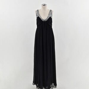 A Pea in the Pod Silk Maternity Embellished Gown Size M Black Sequin Regal Dress